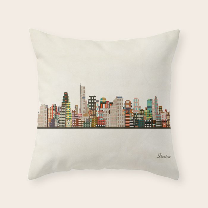 boston city skyline Throw Pillow Gallery Image 6
