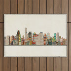boston city skyline Outdoor Rug Gallery Image 1