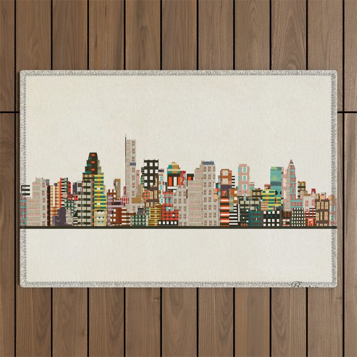 boston city skyline Outdoor Rug Gallery Image 1
