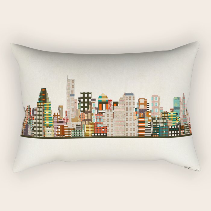 boston city skyline Rectangular Pillow Gallery Image 2