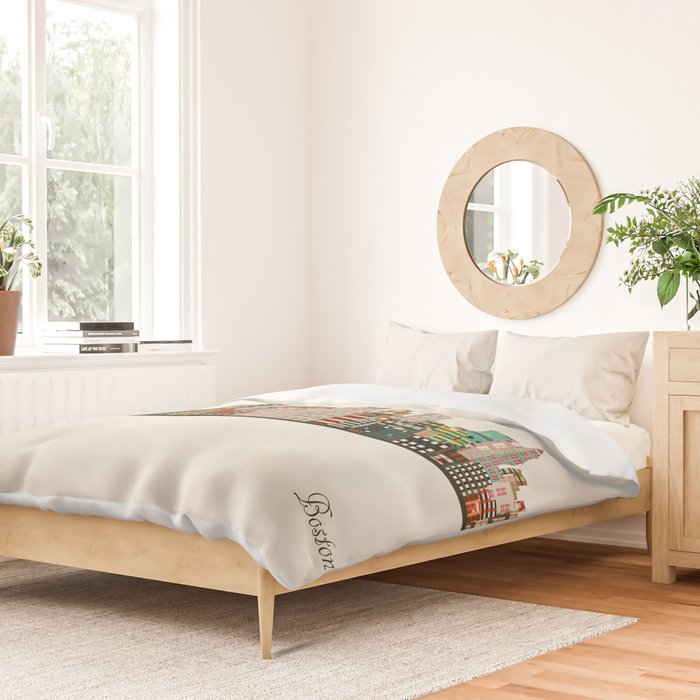 boston city skyline Duvet Cover Gallery Image 2