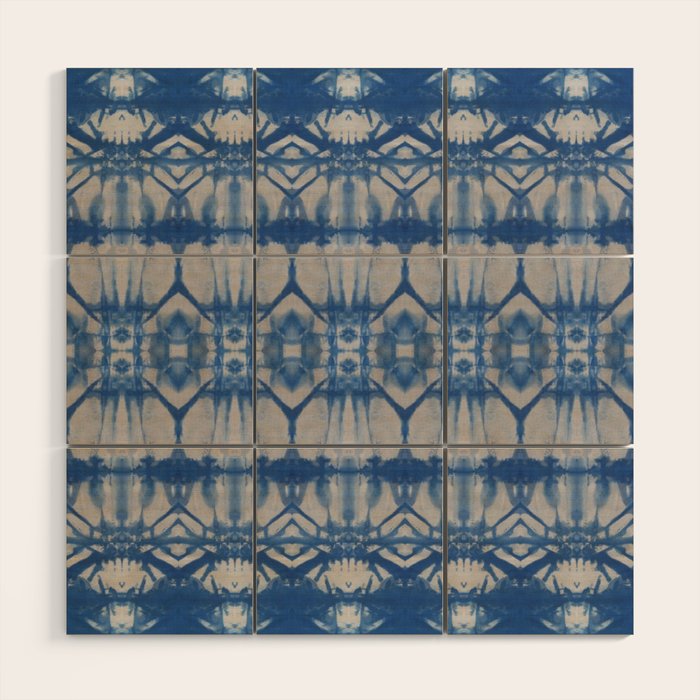 Natural Shibori Flowers Wood Wall Art Gallery Image 1