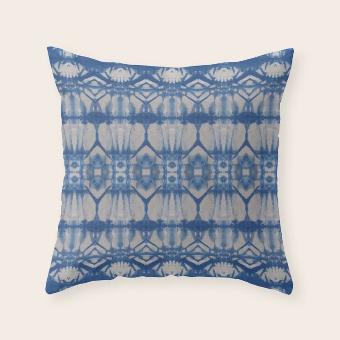 Natural Shibori Flowers Throw Pillow Gallery Image 1