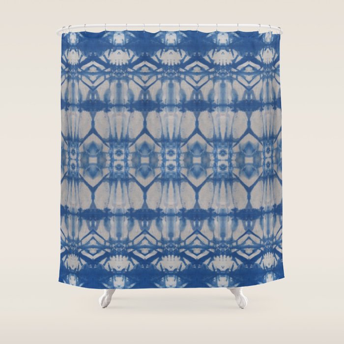 Natural Shibori Flowers Shower Curtain Gallery Image 1