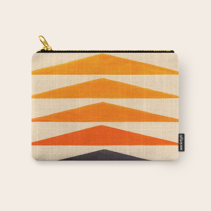 Vintage Scandinavian Orange Geometric Triangle Pattern Carry All Pouch Gallery Image 1