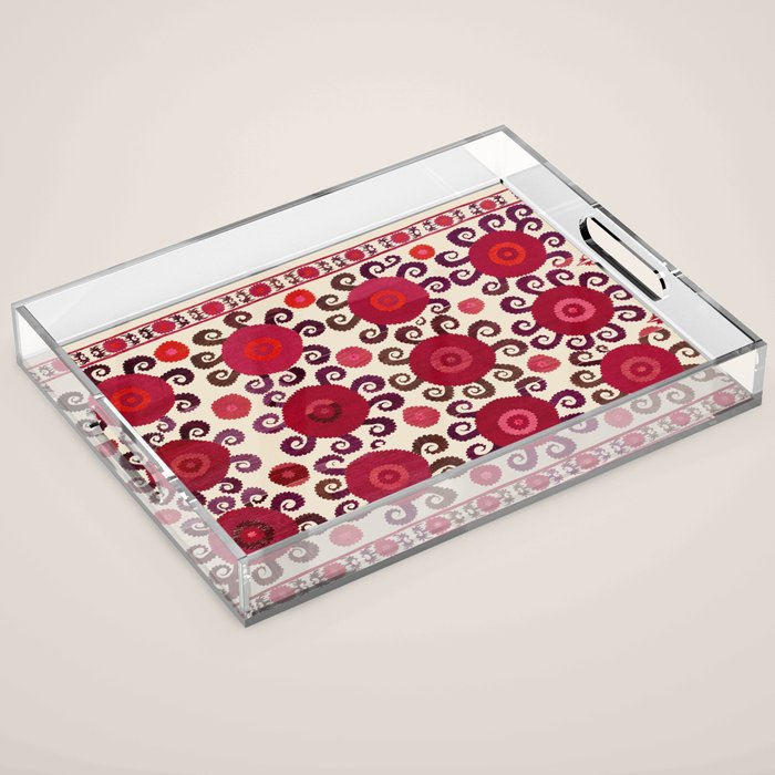 Samarkand  Southwest Uzbekistan Suzani Embroidery Print Acrylic Tray Gallery Image 1