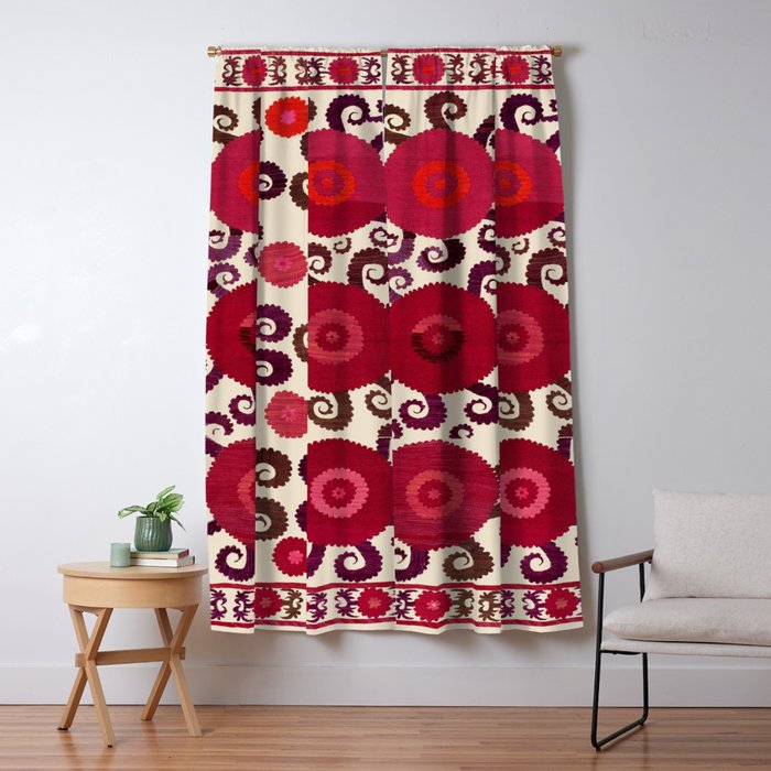 Samarkand  Southwest Uzbekistan Suzani Embroidery Print Window Curtain Gallery Image 5