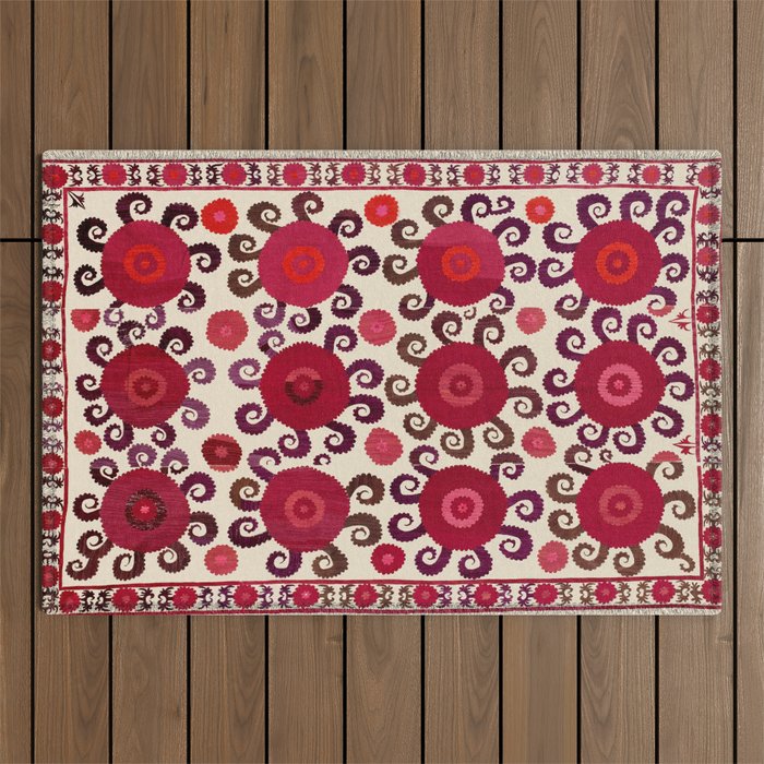 Samarkand  Southwest Uzbekistan Suzani Embroidery Print Outdoor Rug Gallery Image 1