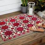 Samarkand  Southwest Uzbekistan Suzani Embroidery Print Outdoor Rug Gallery Image 2