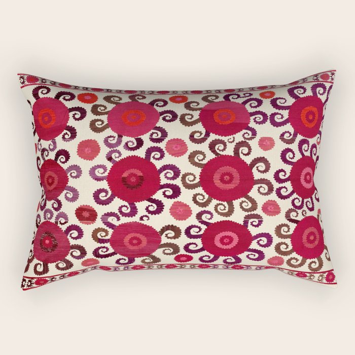 Samarkand  Southwest Uzbekistan Suzani Embroidery Print Rectangular Pillow Gallery Image 2