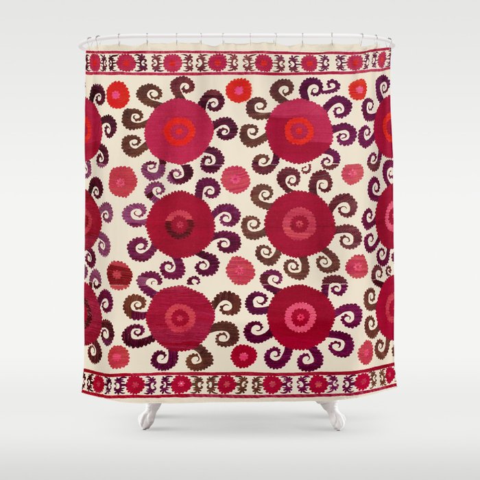 Samarkand  Southwest Uzbekistan Suzani Embroidery Print Shower Curtain Gallery Image 1