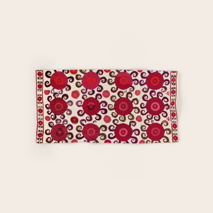 Samarkand  Southwest Uzbekistan Suzani Embroidery Print Bath Towel Gallery Image 1