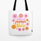 Here Comes the Sun - Pink and Yellow Tote Bag Gallery Image 1
