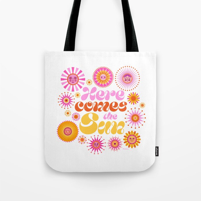 Here Comes the Sun - Pink and Yellow Tote Bag Gallery Image 1
