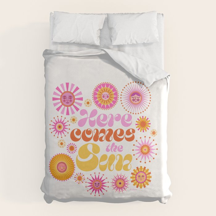 Here Comes the Sun - Pink and Yellow Duvet Cover Gallery Image 1