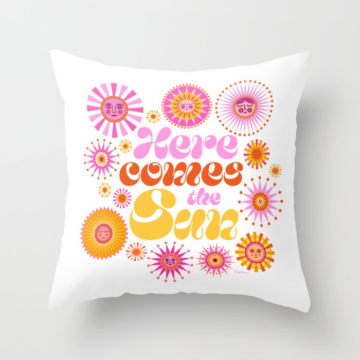 Here Comes the Sun - Pink and Yellow Throw Pillow Gallery Image 6