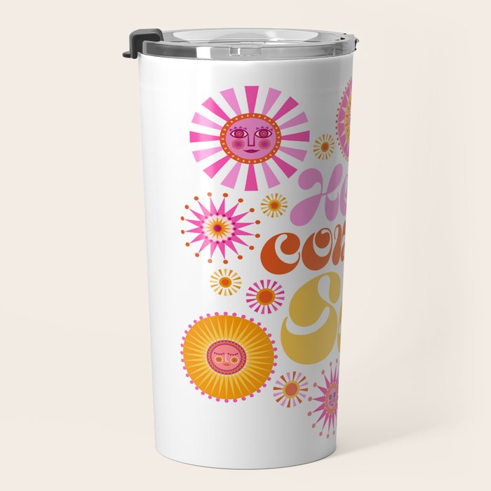 Here Comes the Sun - Pink and Yellow Travel Mug Gallery Image 3