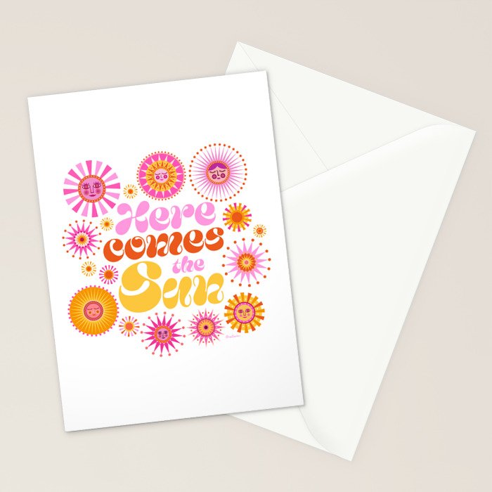 Here Comes the Sun - Pink and Yellow Stationery Card Gallery Image 2