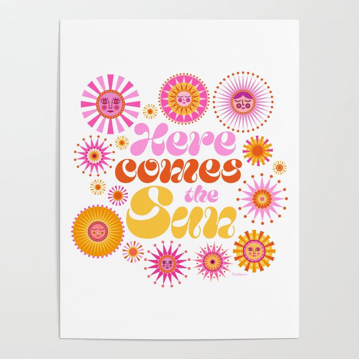 Here Comes the Sun - Pink and Yellow Poster Gallery Image 4