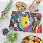The Inner Space Landscape, Abstract Planets Painting Eclectic, Voyage Sun Moon Stars Voyage, Mountains Mars Bohemian Fantasy Cutting Board Gallery Image 2