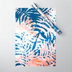Tropical palms blue and coral Wrapping Paper Gallery Image 1