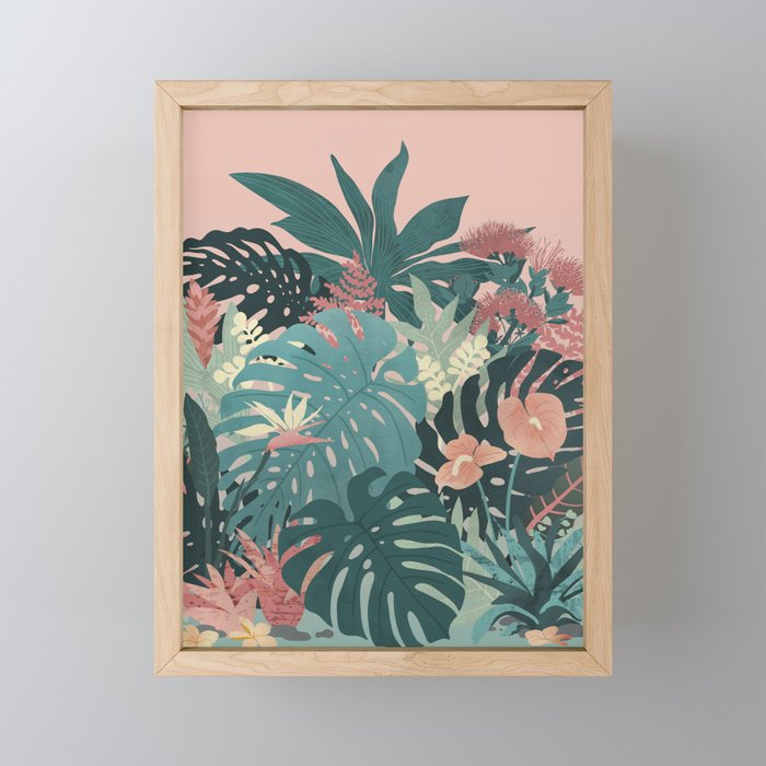 Tropical Tendencies on Peach and Green Mini Art Print Gallery Image 1