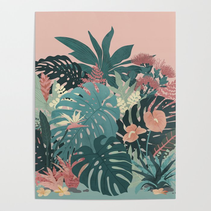 Tropical Tendencies on Peach and Green Poster Gallery Image 1
