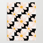 Black and White Checkered Daisy pattern  Poster Gallery Image 4