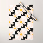 Black and White Checkered Daisy pattern  Wrapping Paper Gallery Image 1