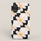 Black and White Checkered Daisy pattern  iPhone Case Gallery Image 1