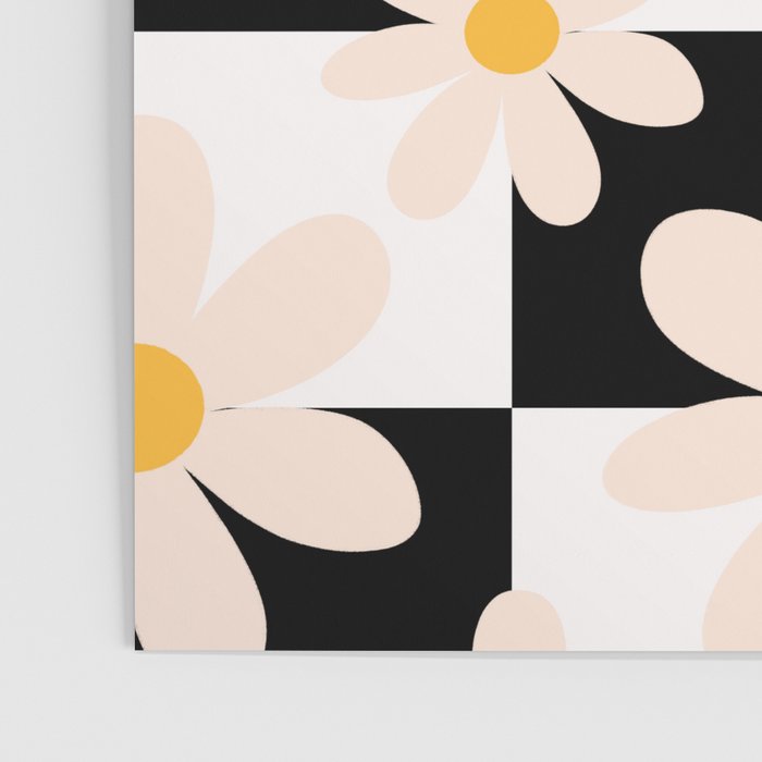 Black and White Checkered Daisy pattern  Poster Gallery Image 3
