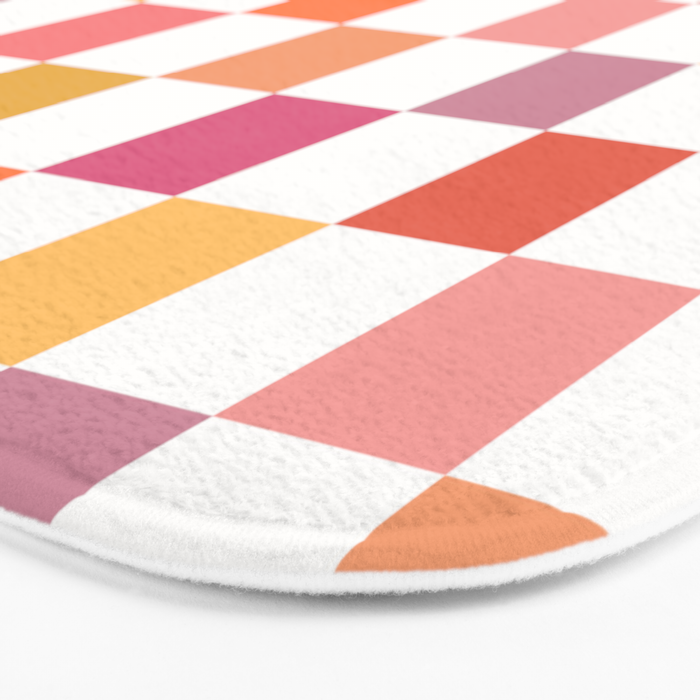 Orange, Pink & Yellow Checkered Pattern Bath Mat Gallery Image 3