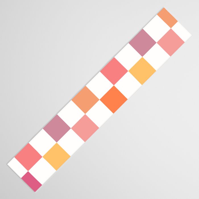 Orange, Pink & Yellow Checkered Pattern Table Runner Gallery Image 3