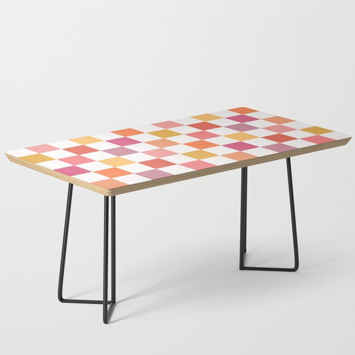 Orange, Pink & Yellow Checkered Pattern Coffee Table Gallery Image 1