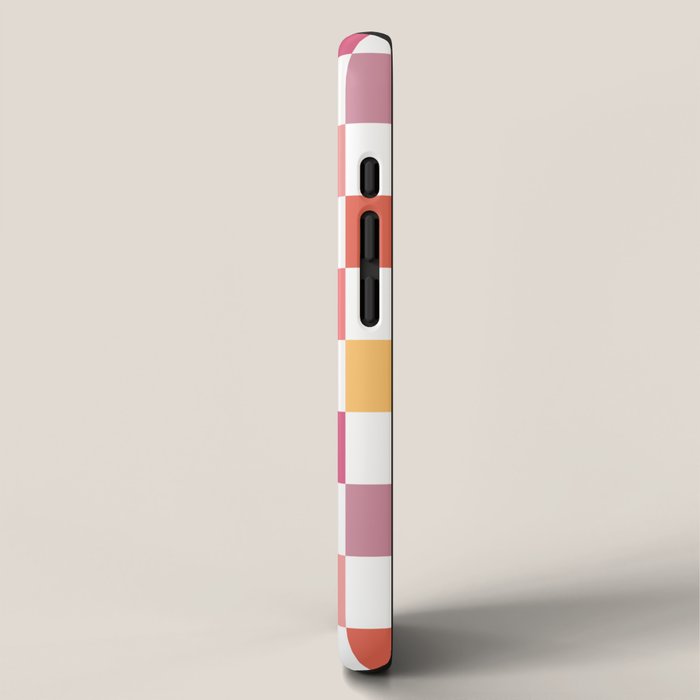 Orange, Pink & Yellow Checkered Pattern iPhone Case Gallery Image 2