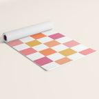 Orange, Pink & Yellow Checkered Pattern Yoga Mat Gallery Image 2
