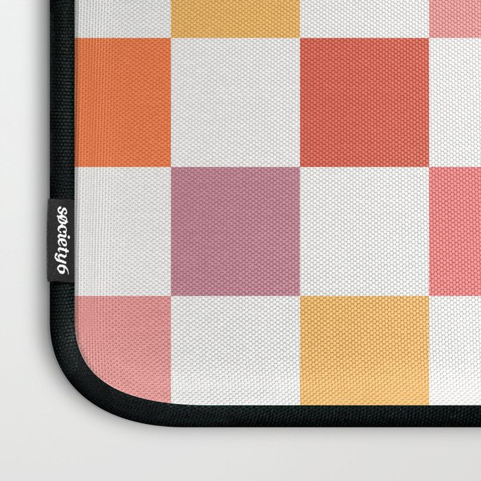 Orange, Pink & Yellow Checkered Pattern Laptop Sleeve Gallery Image 3