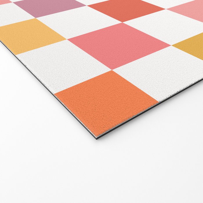 Orange, Pink & Yellow Checkered Pattern Welcome Mat Gallery Image 2