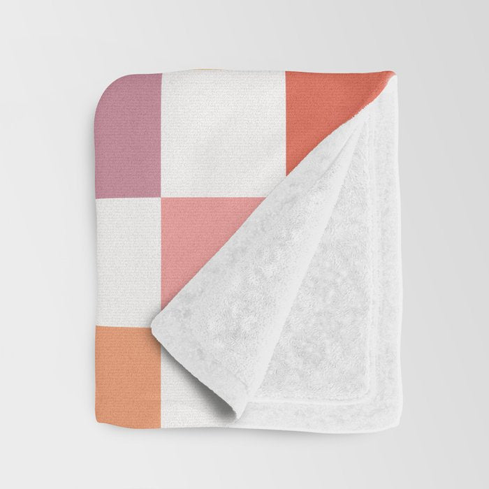 Orange, Pink & Yellow Checkered Pattern Throw Blanket Gallery Image 3