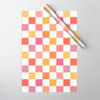 Orange, Pink & Yellow Checkered Pattern Wrapping Paper Gallery Image 1