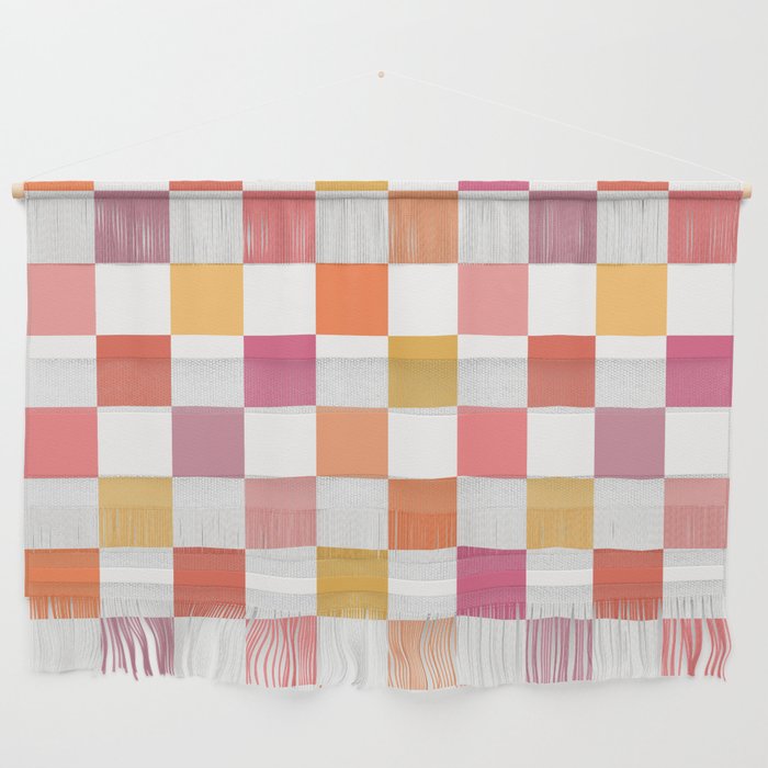 Orange, Pink & Yellow Checkered Pattern Wall Hanging Gallery Image 1