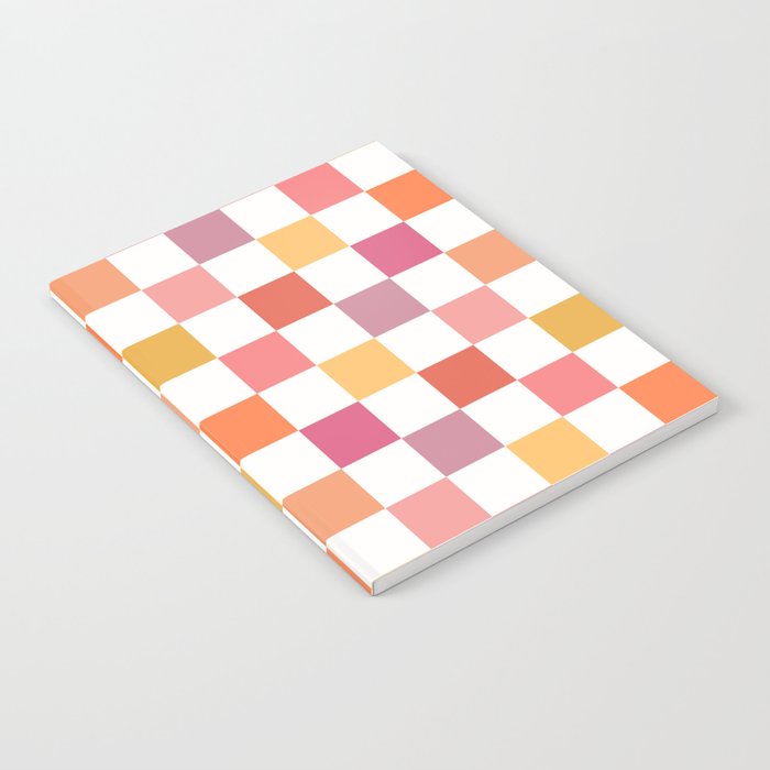 Orange, Pink & Yellow Checkered Pattern Notebook Gallery Image 2