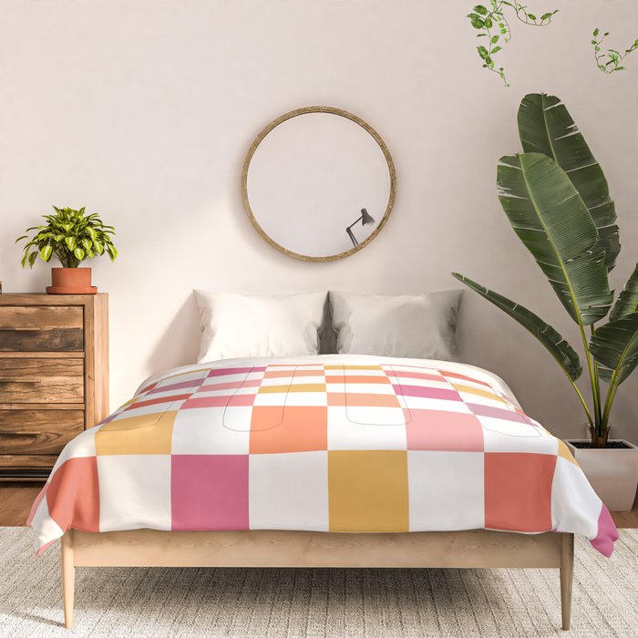 Orange, Pink & Yellow Checkered Pattern Comforter Gallery Image 3