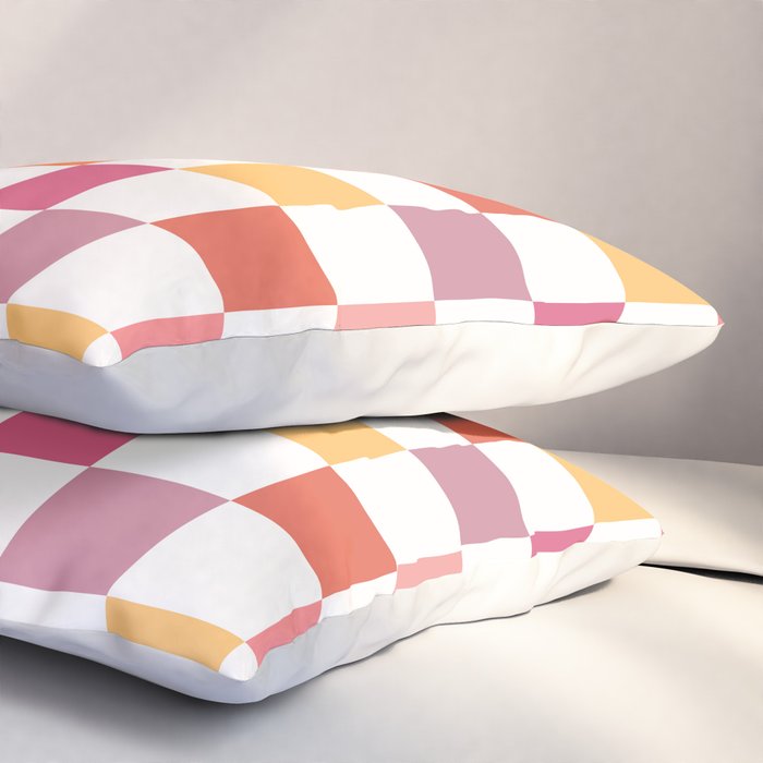 Orange, Pink & Yellow Checkered Pattern Pillow Sham Gallery Image 3
