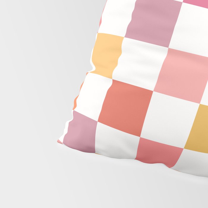 Orange, Pink & Yellow Checkered Pattern Pillow Sham Gallery Image 4