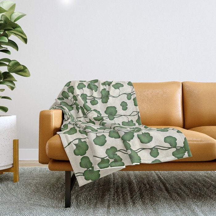 Trailing Vines Botanical Pattern Throw Blanket Gallery Image 1