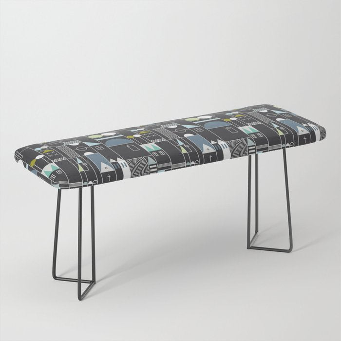 City life blocks moonless night Bench Gallery Image 1