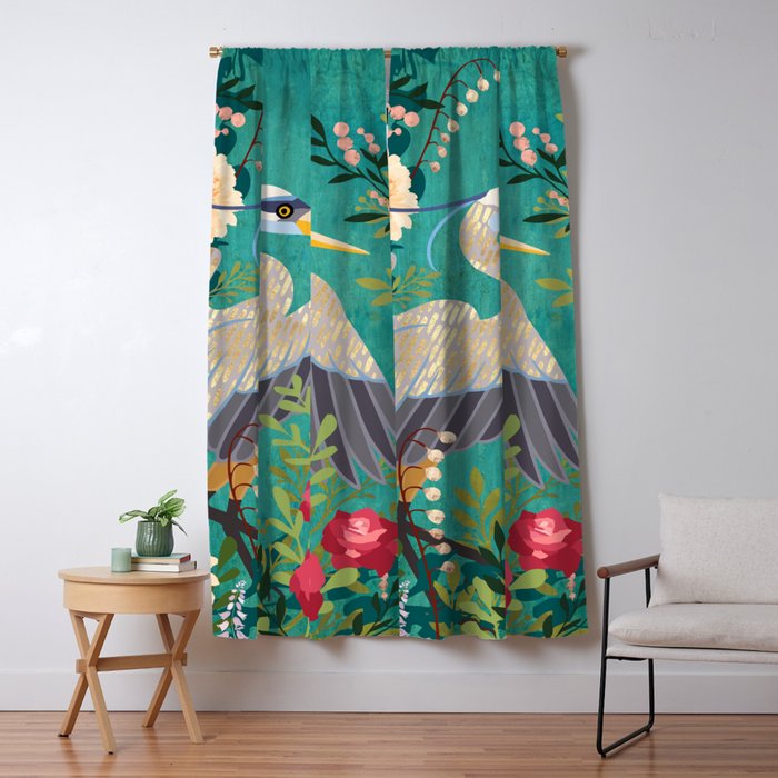 Bohemian Floral Heron Window Curtain Gallery Image 5