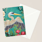 Bohemian Floral Heron Stationery Card Gallery Image 2