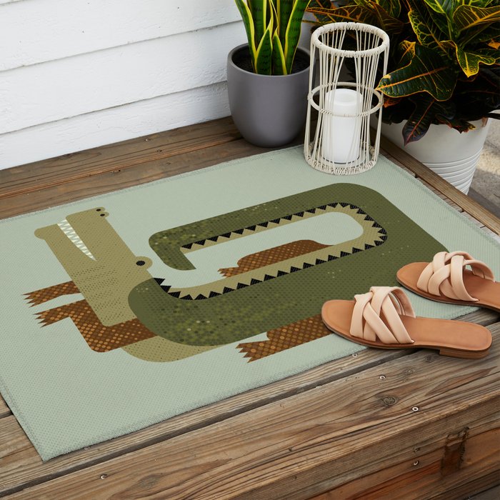 Whimsy Crocodile Outdoor Rug Gallery Image 2